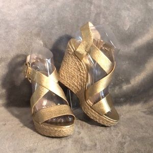 Michael Kors Gold Leather Wedges